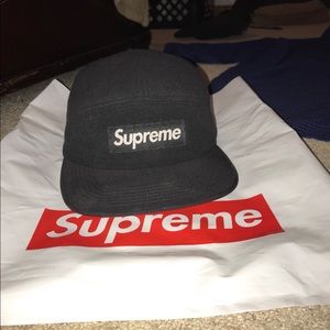 Black Supreme 5 Panel Hat